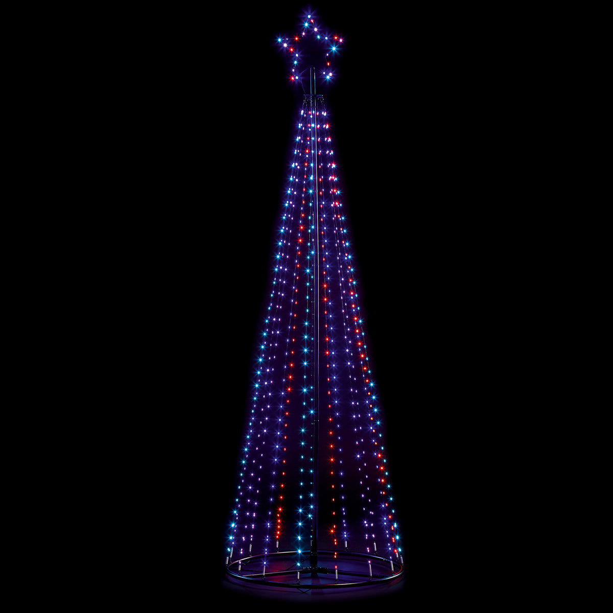 8ft Rainbow Digital Pin Wire Cone Tree with LED Star Topper