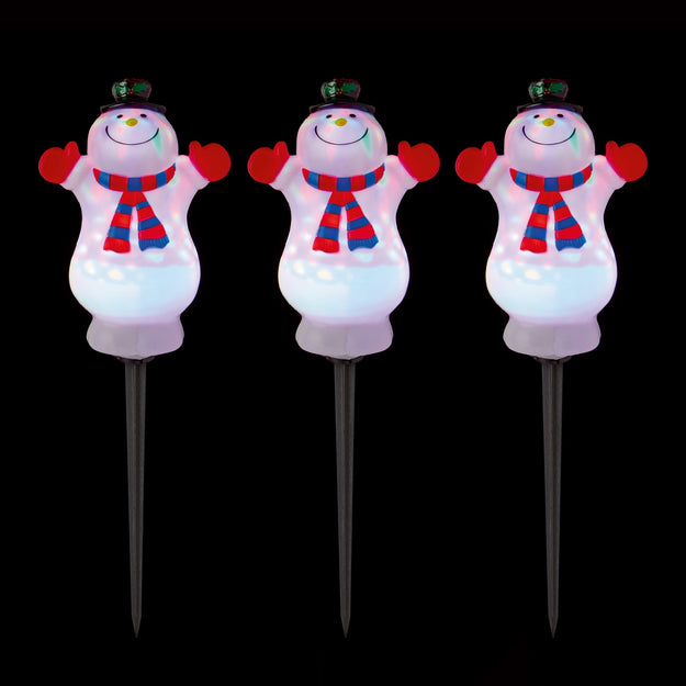 Set of 3 Colour Changing Snowman Path Finder Lights