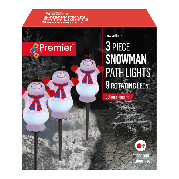 Set of 3 Colour Changing Snowman Path Finder Lights