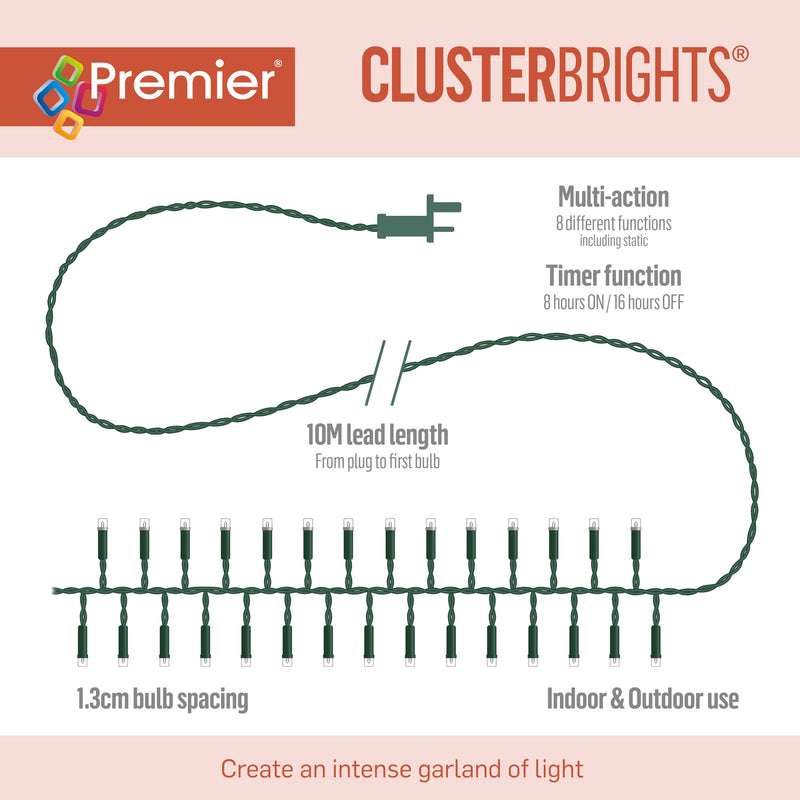 3000 Rainbow Multi Action LED Cluster Lights with Timer