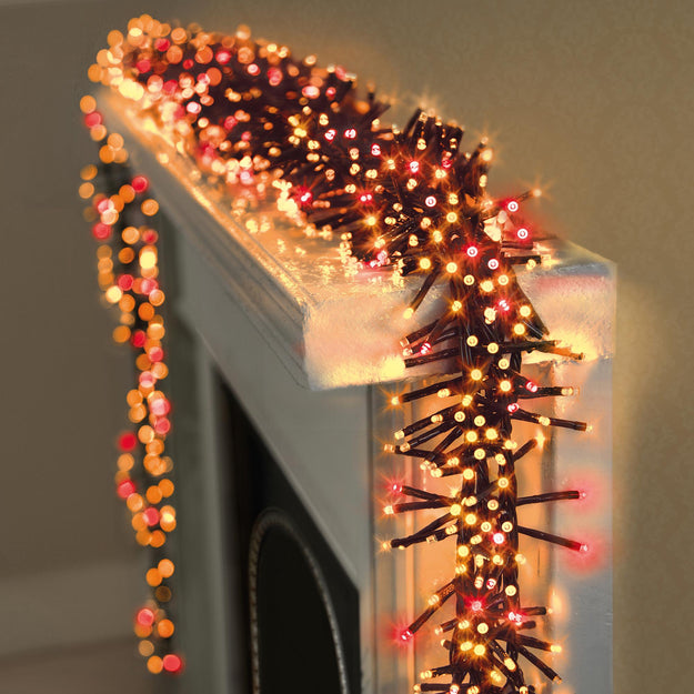 720 Vintage Gold and Red Multi Action LED Cluster Lights with Timer