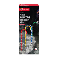Set of 4 Multi Coloured Candy Cane Path Finder Lights