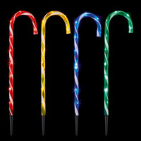 Set of 4 Multi Coloured Candy Cane Path Finder Lights
