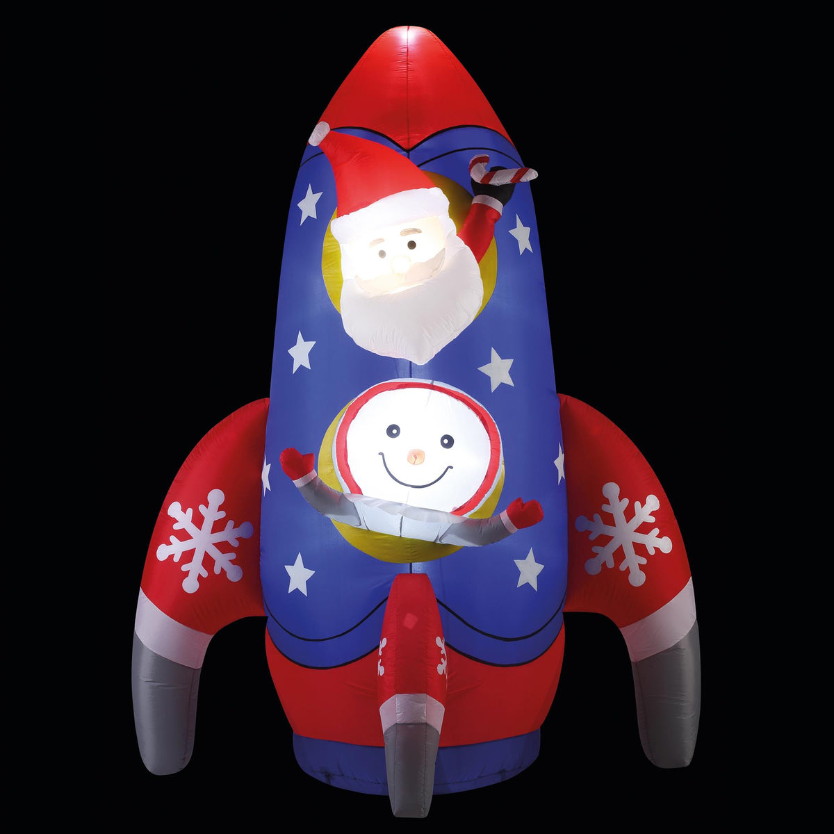 3m Giant Santa and Snowman in Space Rocket Christmas Inflatable