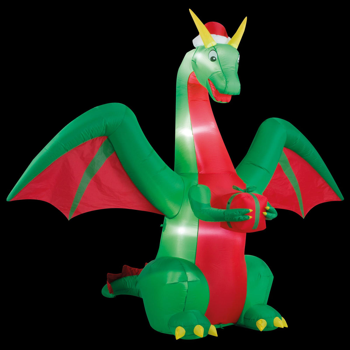 2.4m Outdoor Inflatable Christmas Dragon With Santa Hat Parcel