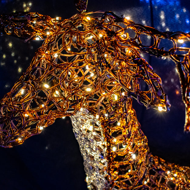 1.2m Soft Acrylic Brown Reindeer Lit with 200 Warm White Twinkling LEDs