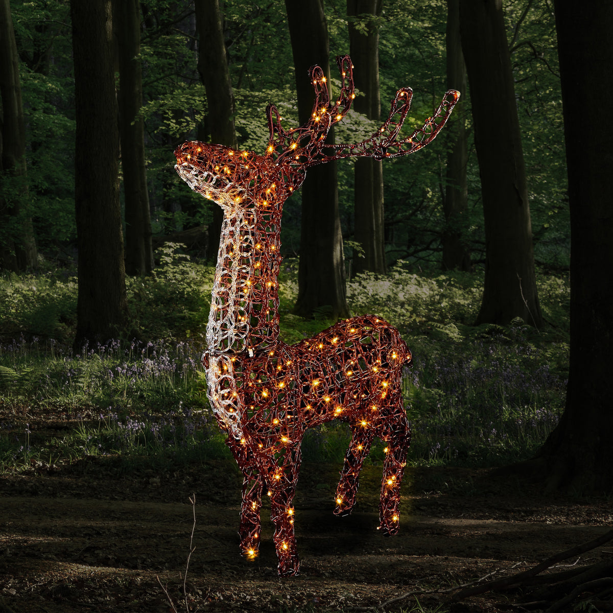 1.2m Soft Acrylic Brown Reindeer Lit with 200 Warm White Twinkling LEDs