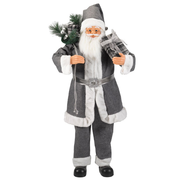 1.1m Giant Luxury Standing Santa with Grey Suit Display