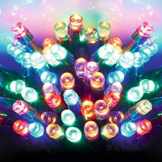 100 Multi Coloured Multi Action Battery Powered LED Lights with Timer