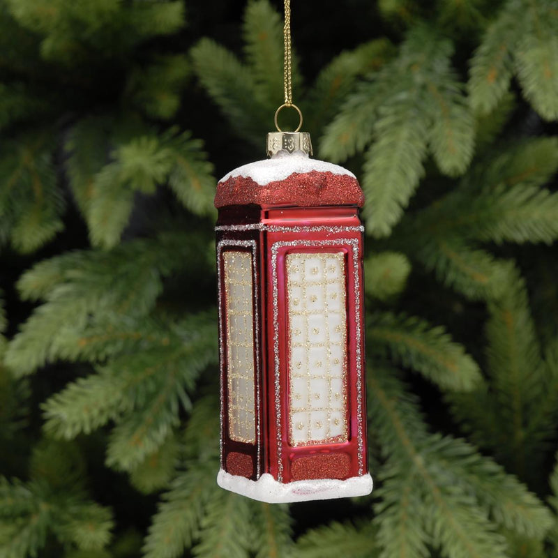 Red Glass Telephone Box Christmas Tree Decoration