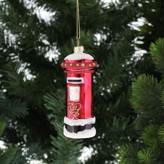 Red Glass Postbox Christmas Tree Decoration