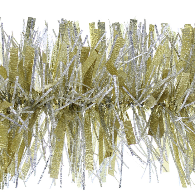 200cm x 12.5cm Gold Silver Cracked Ice Tinsel