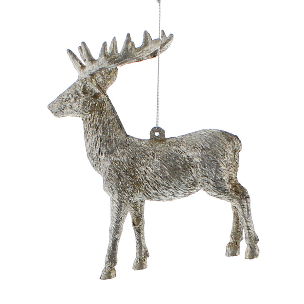 Silver Glitter Reindeer Christmas Tree Decoration