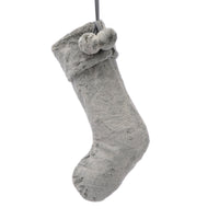 Grey Luxury Faux Fur Christmas Stocking