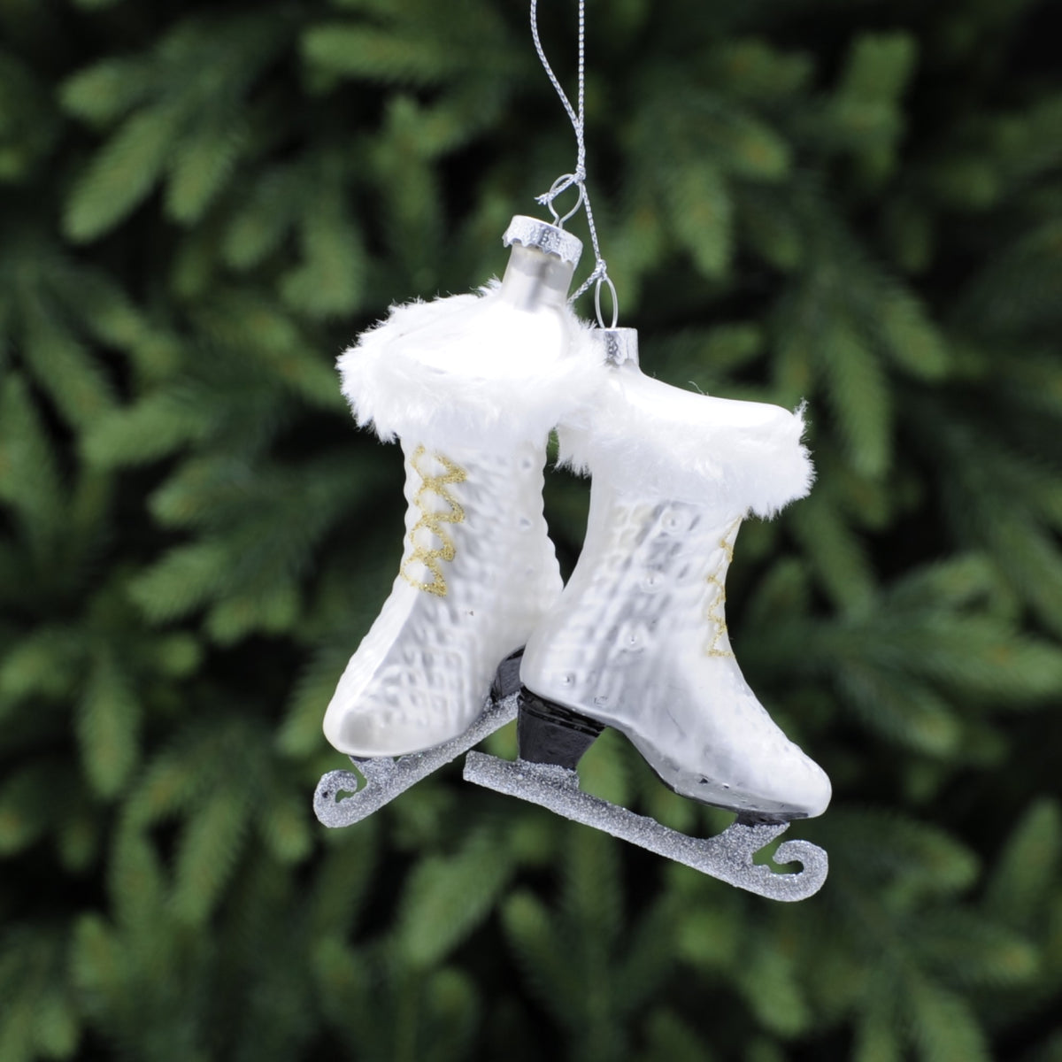 Glass Ice Skates Christmas Tree Decoration