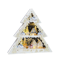 Wooden Santa Sleigh Lit Christmas Tree Scene
