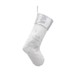 Tis the Season to Sparkle Silver Trim White Christmas Stocking