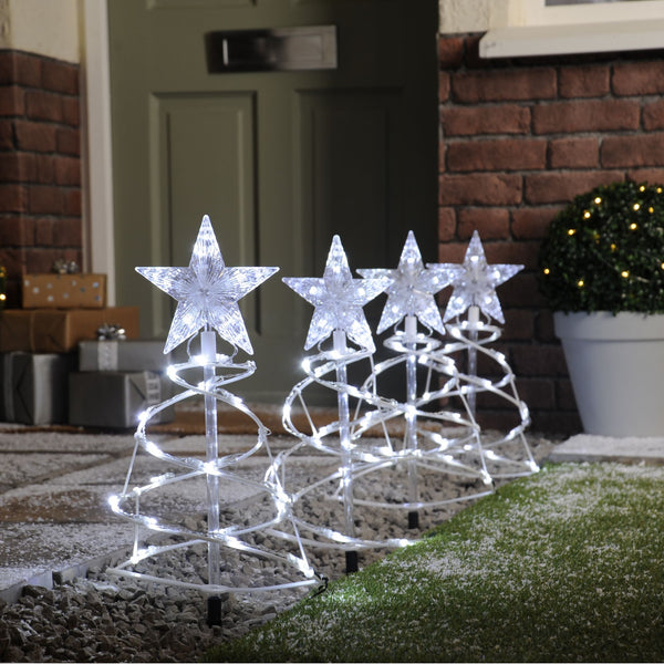 Set of 4 White Spiral Pathfinder Tree Lights