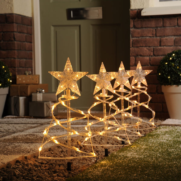 Set of 4 Warm White Giant Spiral Pathfinder Tree Lights