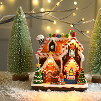 Lit Gingerbread House Christmas Scene