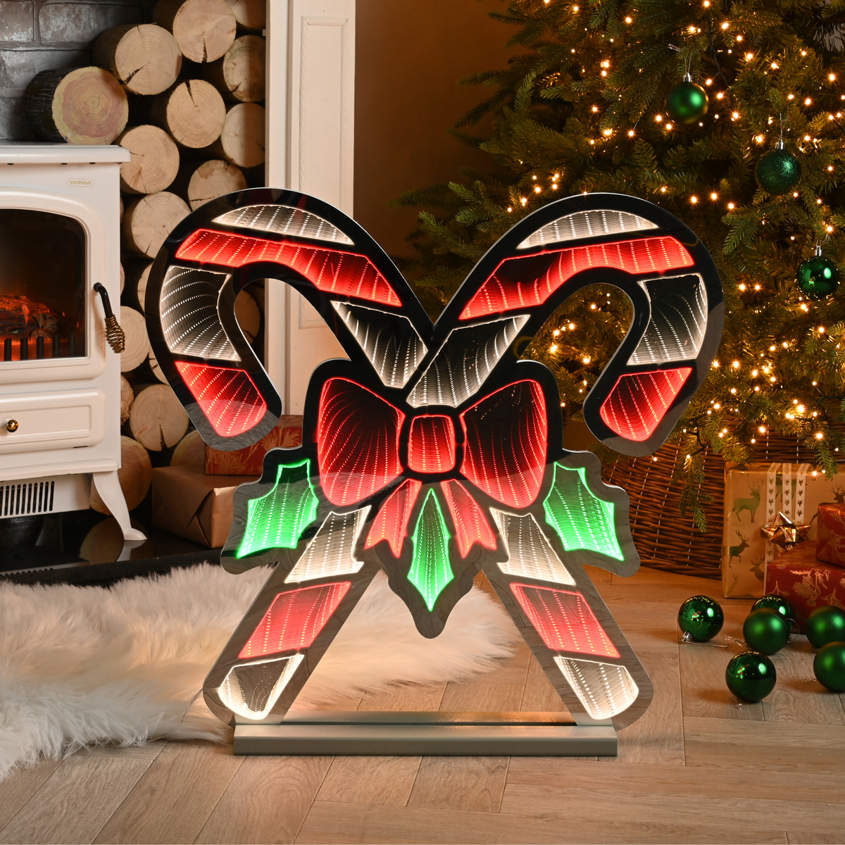 Magical Infinity Light Crossed Christmas Candy Canes