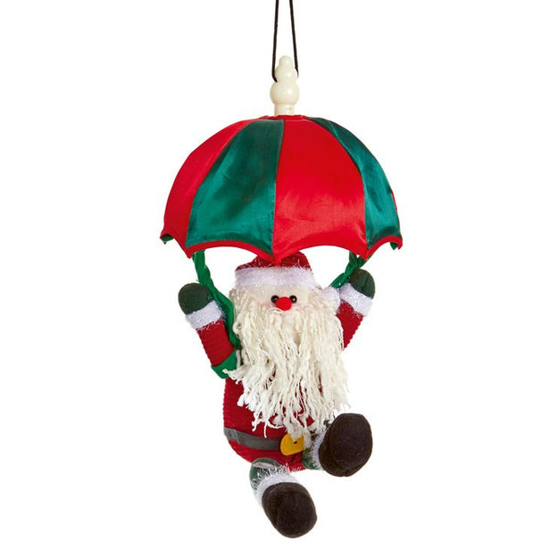 Musical Kicking Leg Animated Parachuting Santa