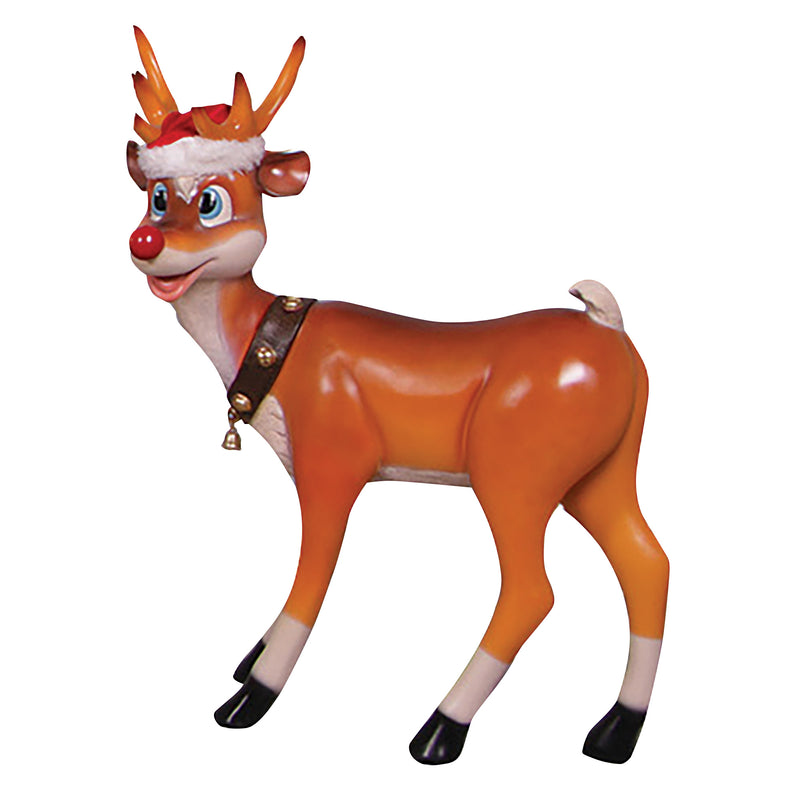 Novelty Standing Red Nosed Reindeer Wearing Christmas Hat Display Prop