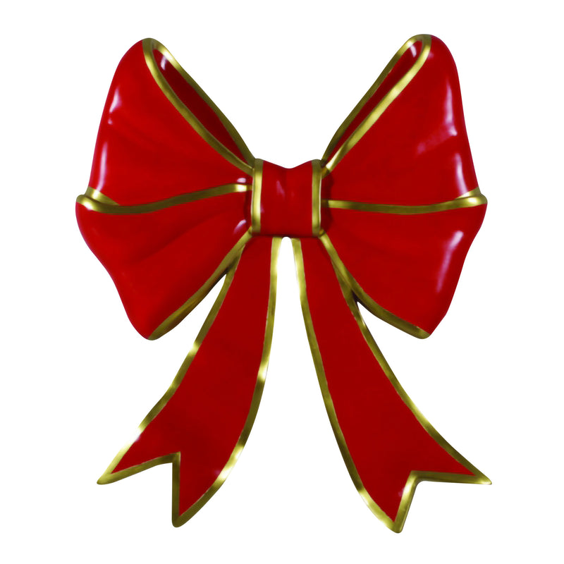 1.1m Large Festive Red Ribbon Bow With Gold Edging Display Prop