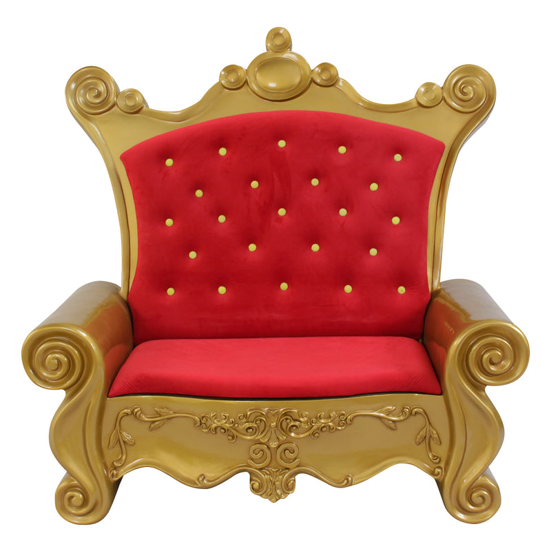 Santa's Plush Sofa in Red and Gold Commercial Christmas Display