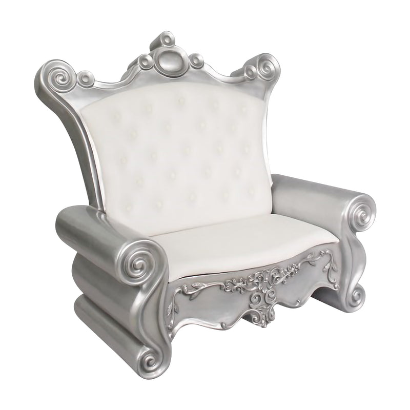 Santa's Plush Sofa in White and Silver Commercial Christmas Display Prop