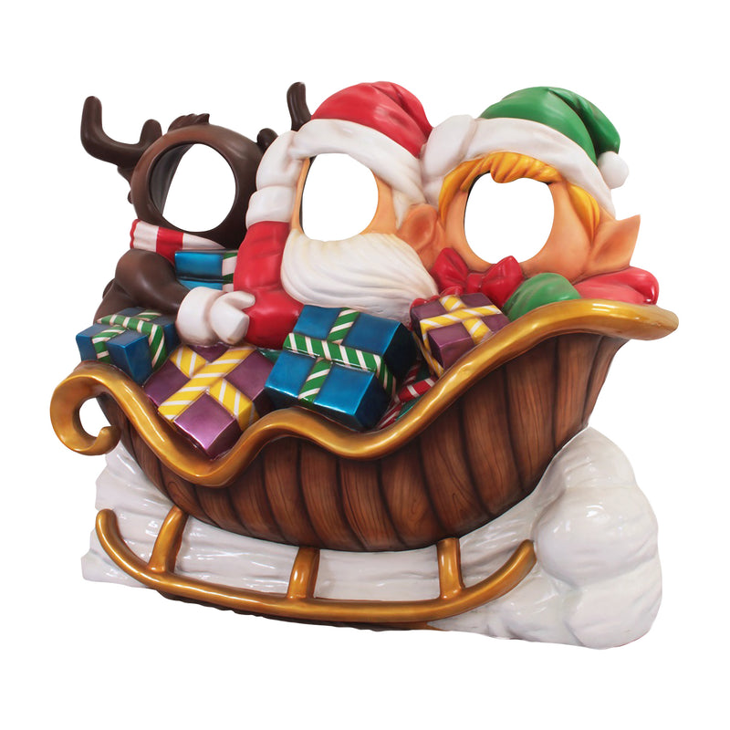 1.45m Fun Santa's Delivery Team on Sleigh Christmas Photo Opportunity Prop