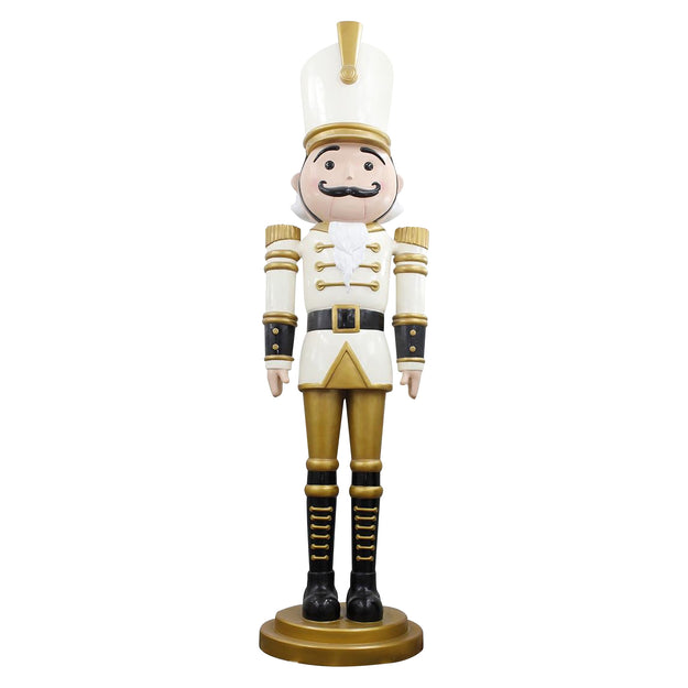 2.7m Christmas Nutcracker Figure in White and Gold Uniform