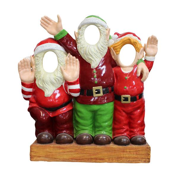 1.4m Three Happy Elves Christmas Photo Opportunity Prop