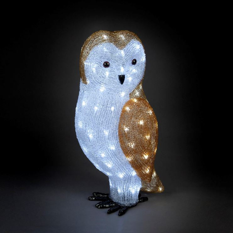 56cm Acrylic Owl with 100 Ice White LEDs