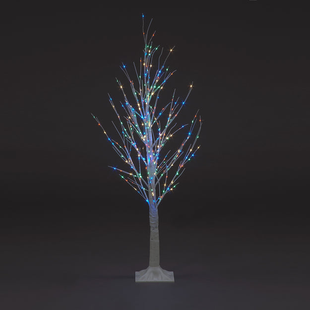 4ft White Birch Tree with 300 Multi Coloured LEDs