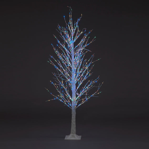 6ft White Birch Tree with 1100 Multi Coloured LEDs