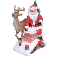Santa on Chimney with Reindeer Christmas Display