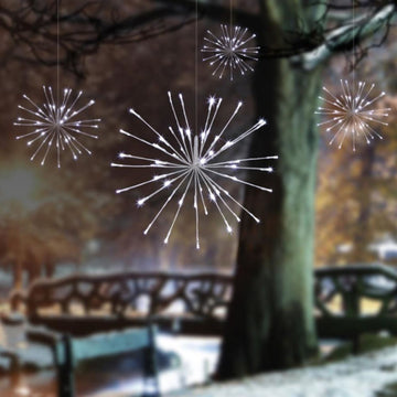 Set of 4 White LED Hanging Sparkle Lights