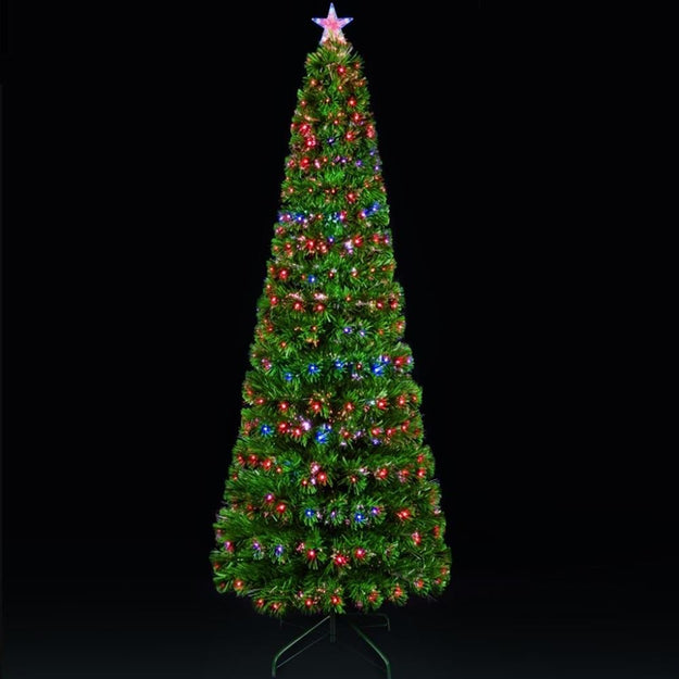 6ft Slim LED Colour Changing Star Indoor Fibre Optic Christmas Tree