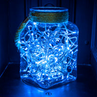 200 Blue and White Supabrights Multi Action LED String Lights on Clear Cable with Timer