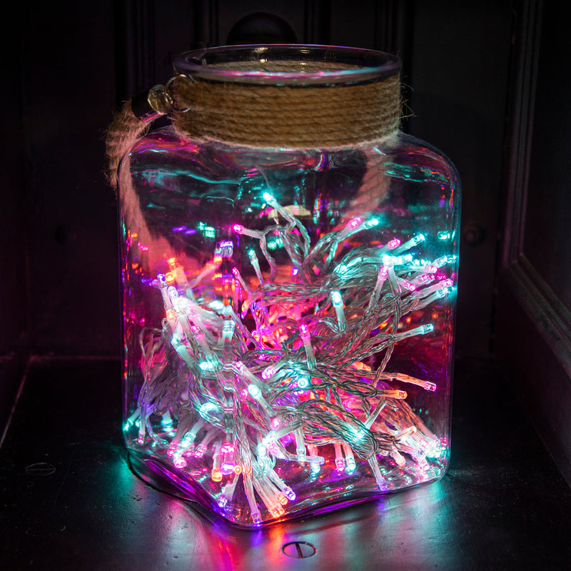 200 Rainbow Supabrights Multi Action LED String Lights on Clear Cable with Timer