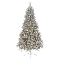 8ft Silver Tipped Bristle Tip Luxury Artificial Christmas Tree with Stand