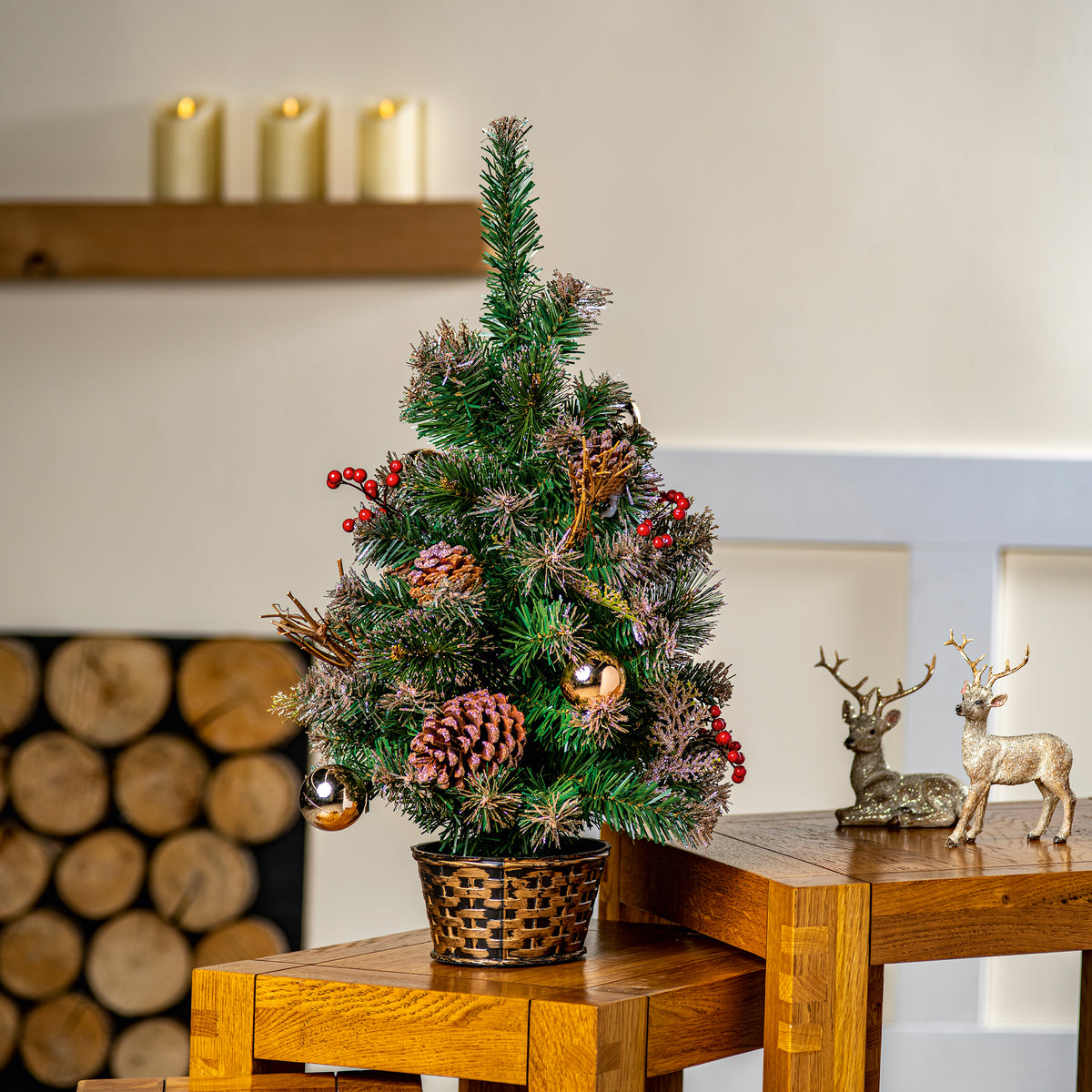 2ft Pre Dressed Tabletop Christmas Tree with Gold Decorations