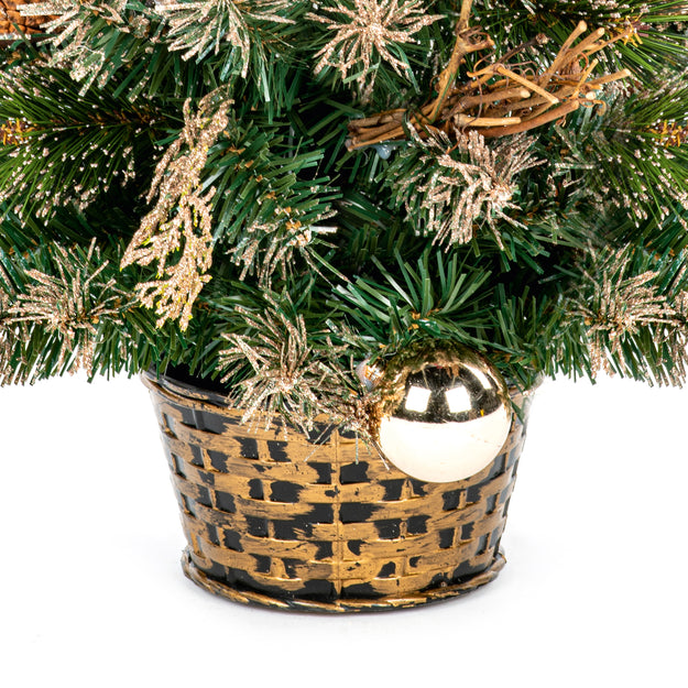 2ft Pre Dressed Tabletop Christmas Tree with Gold Decorations