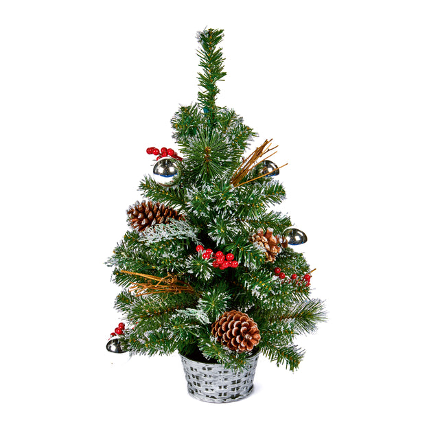 2ft Pre Dressed Tabletop Christmas Tree with Silver Decorations