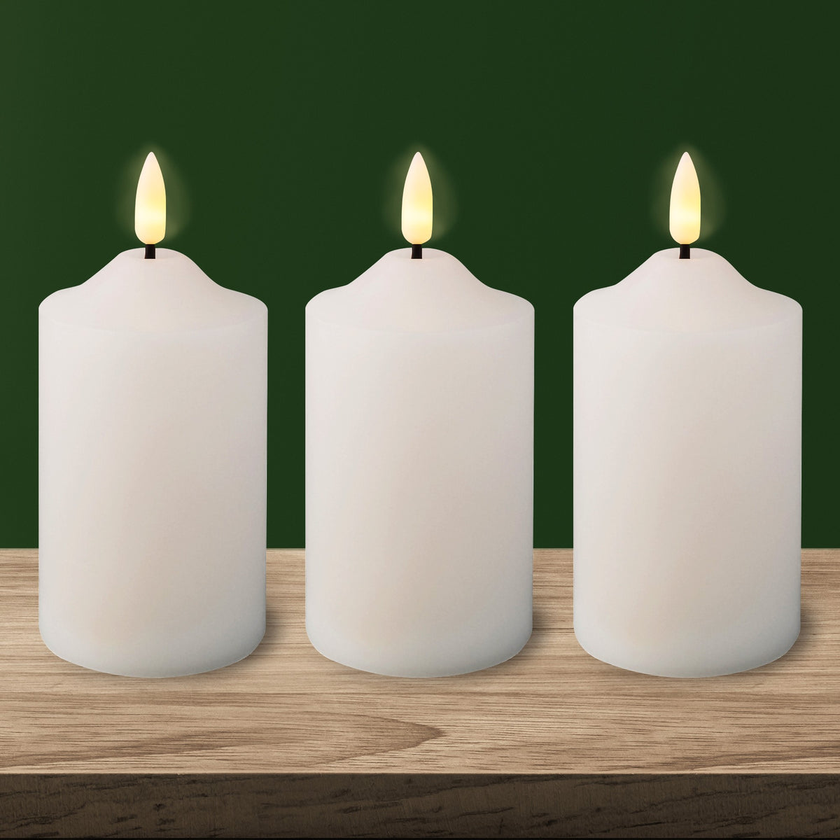 3 Pack Battery Operated Flicker Flame LED Wick Church Candle