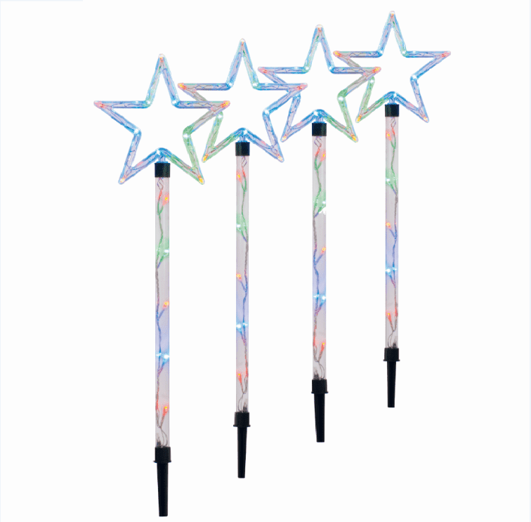 Pack of 4 LED Multi Coloured Star Pathfinder Lights