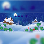 Silhouette of Santa Riding Reindeer Over Houses Printed Outdoor PVC Banner 2.4m x 4m