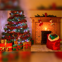 Christmas Tree & Fireplace with 2 Stockings Scene Banner Printed Outdoor PVC Banner 2.4m x 4m