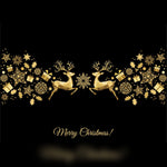 Black Back-Drop with Gold Reindeer & Merry Christmas Writing Printed Outdoor PVC Banner 2.4m x 4m